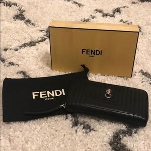 FENDI LAMBSKIN ZIP AROUND WALLET